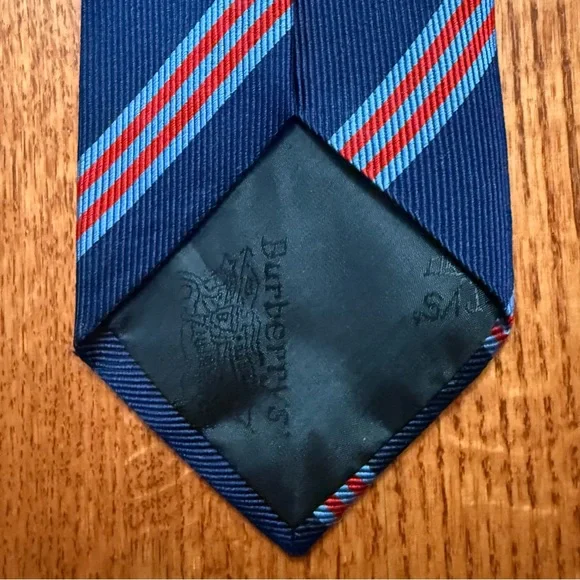 Burberrys navy blue silk tie with red and light blue stripes - Picture 7 of 11